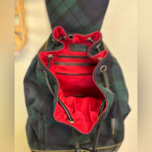 DOONEY & BOURKE vintage TARTAN DRAWSTRING BACKPACK-and db Green Retail $598 - Picture 5 of 6